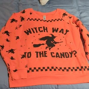 Halloween Orange Sweatshirt with Checkered Design